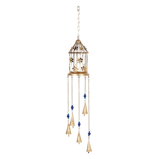 33&#x22; Gold Metal Floral Eclectic Wind Chime